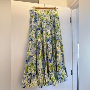 Molly Moorkamp Topsy Floral Skirt - Linen - Midi length